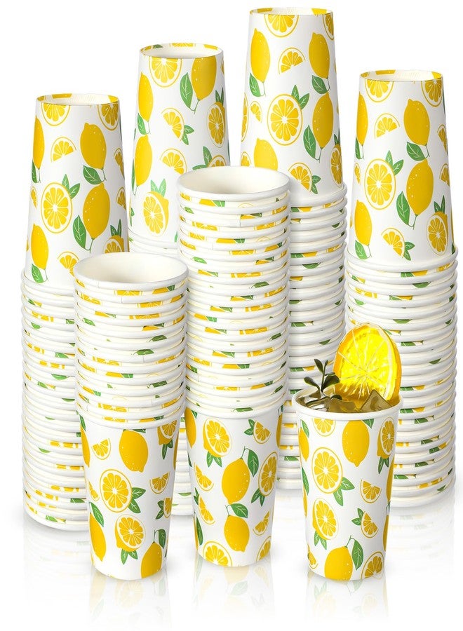 TecUnite 100 Pcs 9oz Lemon Cups Disposable Paper Yellow Cups for Lemonade Stand Decorative Party for Cold Hot Beverage Juice Kitchen Coffee Birthday Party Supplies - Image 1